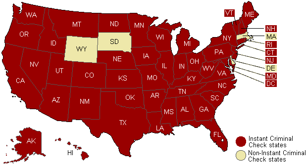 Instant Criminal Checks Map of USA