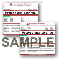 Professional License Background Check Sample